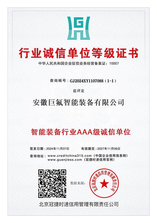 行业诚信单位登记证书